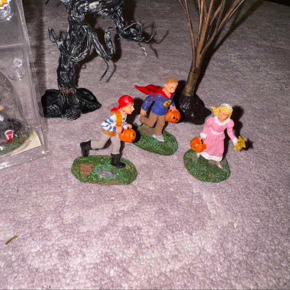 Lemax Retired Rare Trick or Treaters Grim Reaper Trees Set Lot Spooky Town - Picture 6 of 8